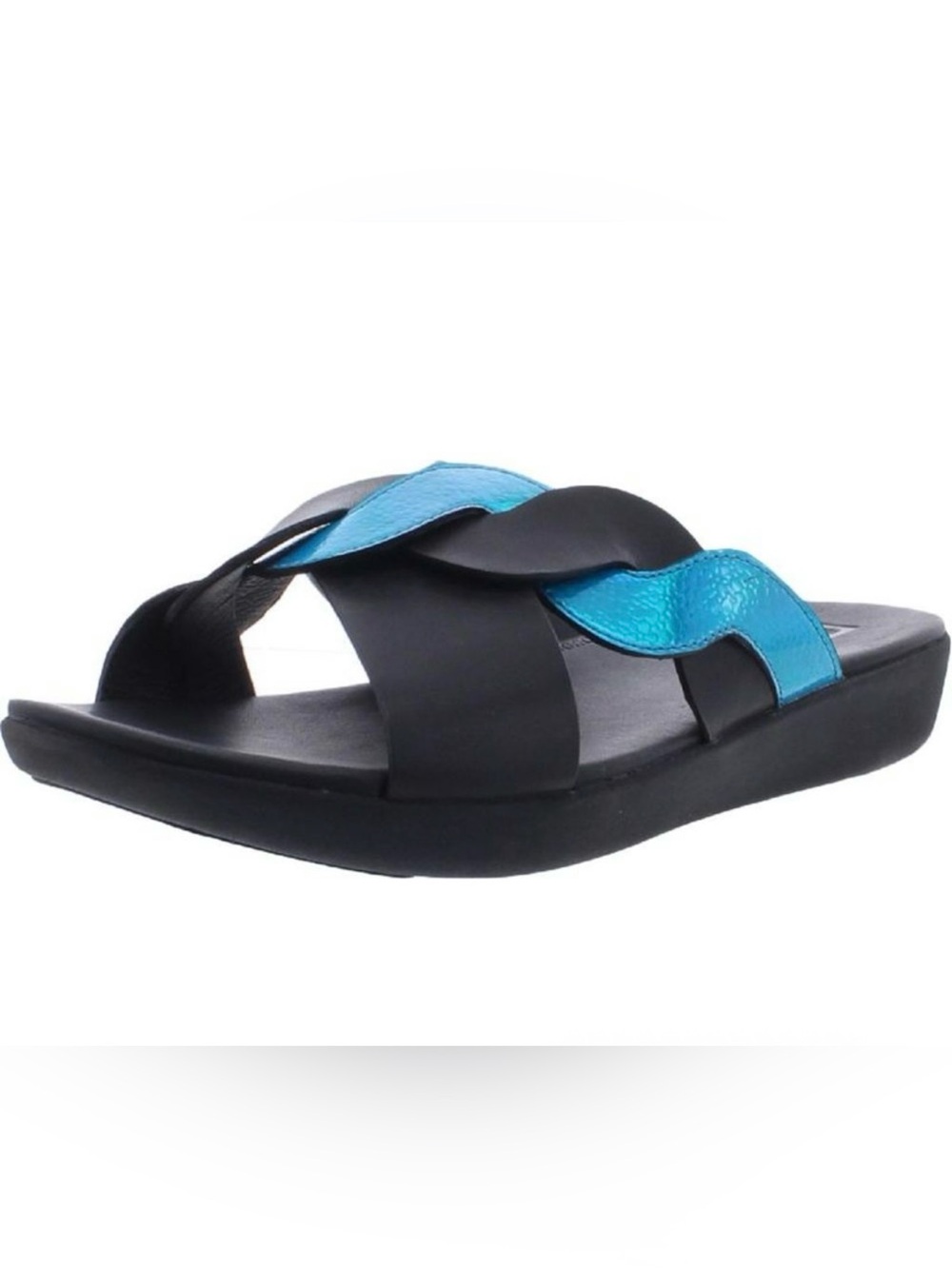 Fitflop Womens Reagan Rope Black Leather Slip On Slide Sandals Shoes Size 10